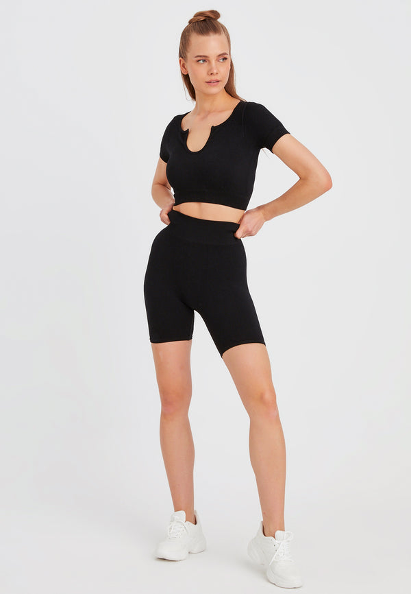 Leif Nelson Seamless Crop Top kurzarm Neueste Stile