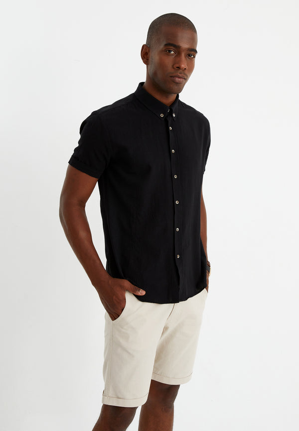 Leif Nelson Leinenhemd Kurzarm Top Angebot