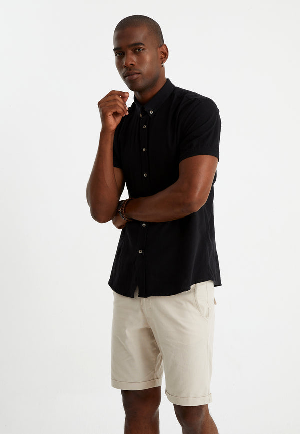 Leif Nelson Leinenhemd Kurzarm Top Angebot