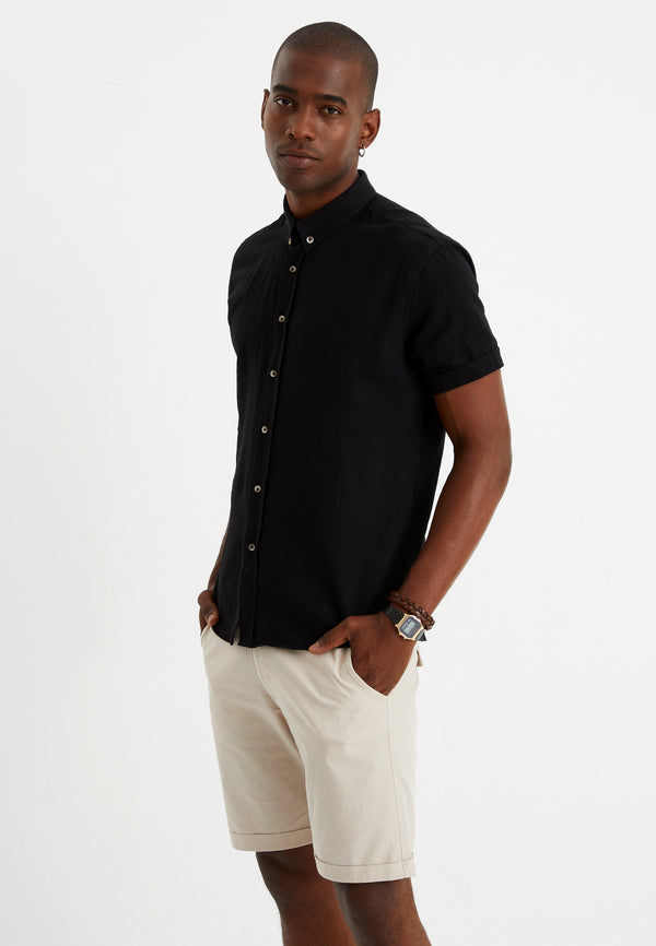 Leif Nelson Leinenhemd Kurzarm Top Angebot