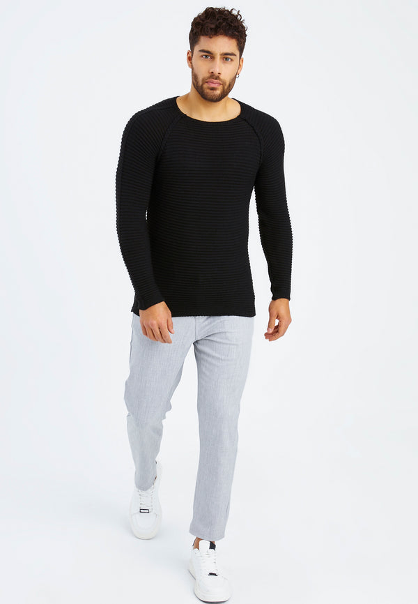 Leif Nelson Strickpullover Grobstrick Rundhals Weihnachtsangebot