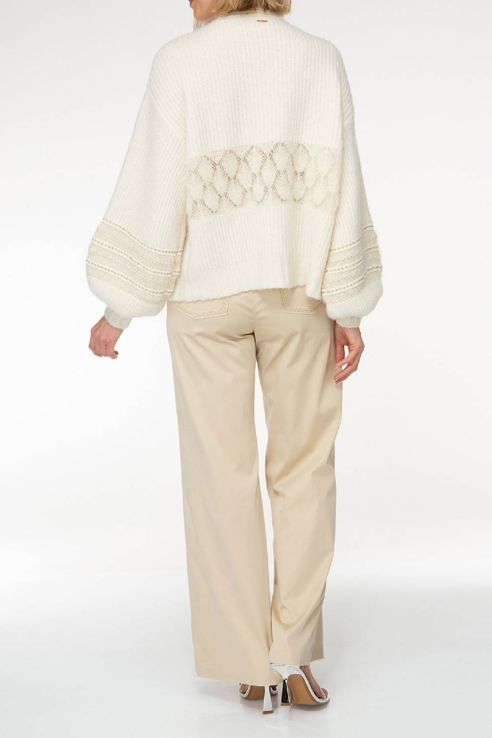 IVI GmbH SOLID KNIT Cardigan mit Zier-Crochet weiß Fabrikpreis
