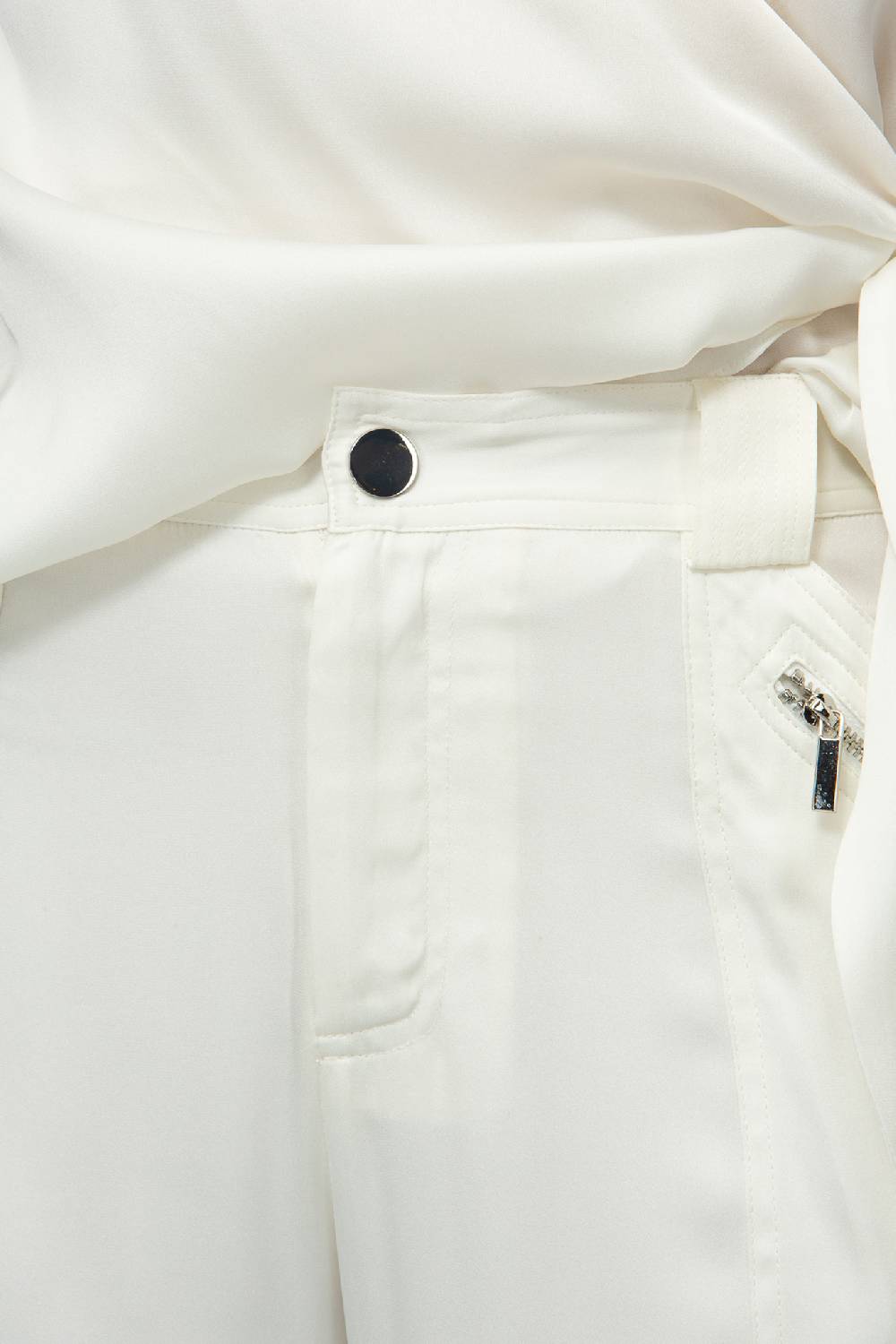 IVI GmbH SOLID SILK Seidenhose mit Cargo-Details weiß Sonderangebot