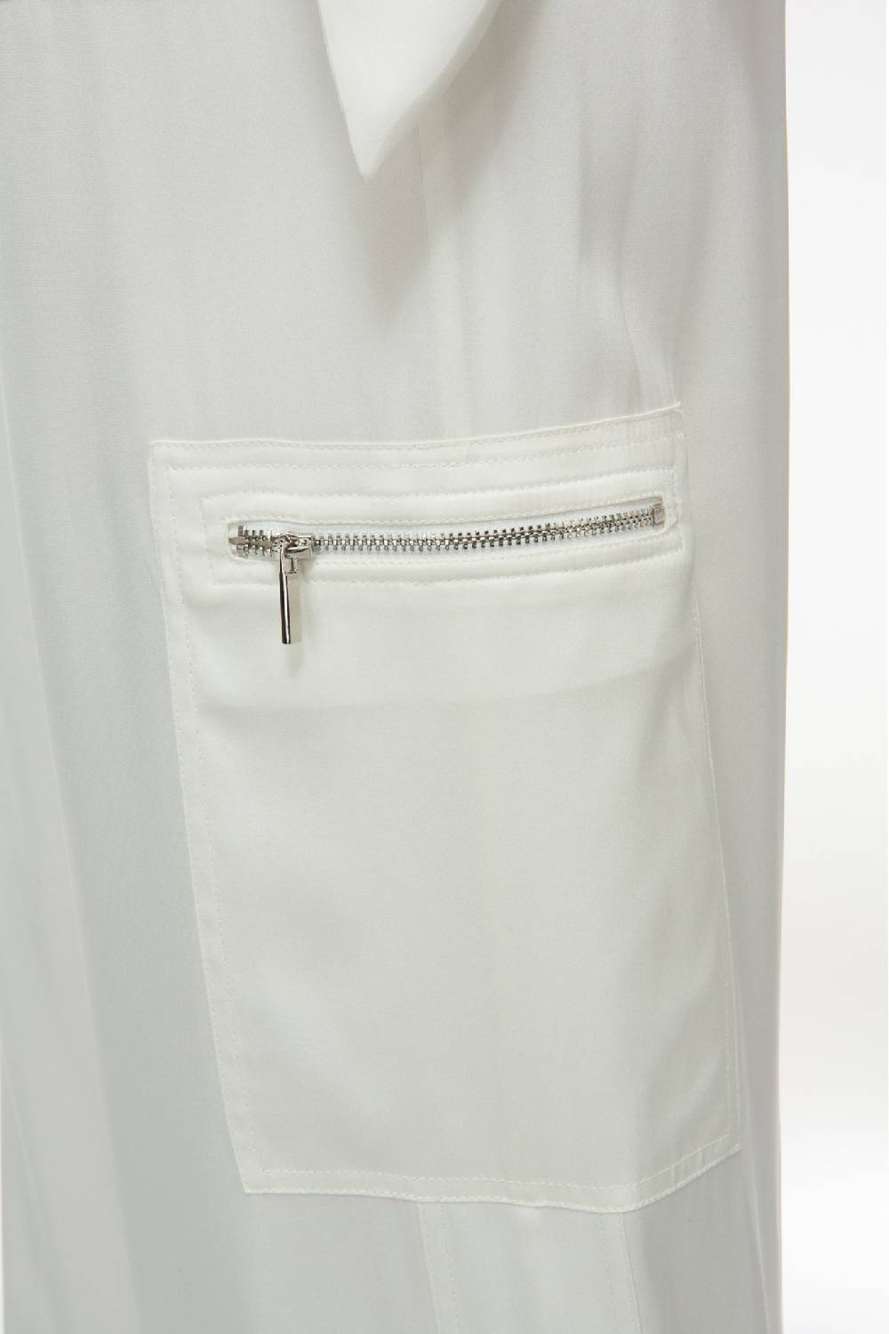 IVI GmbH SOLID SILK Seidenhose mit Cargo-Details weiß Sonderangebot