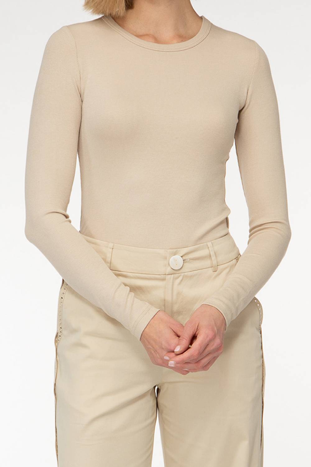 IVI GmbH ESSENTIAL Langarmshirt mit hohem Rundhalsausschnitt taupe Versandkostenfrei