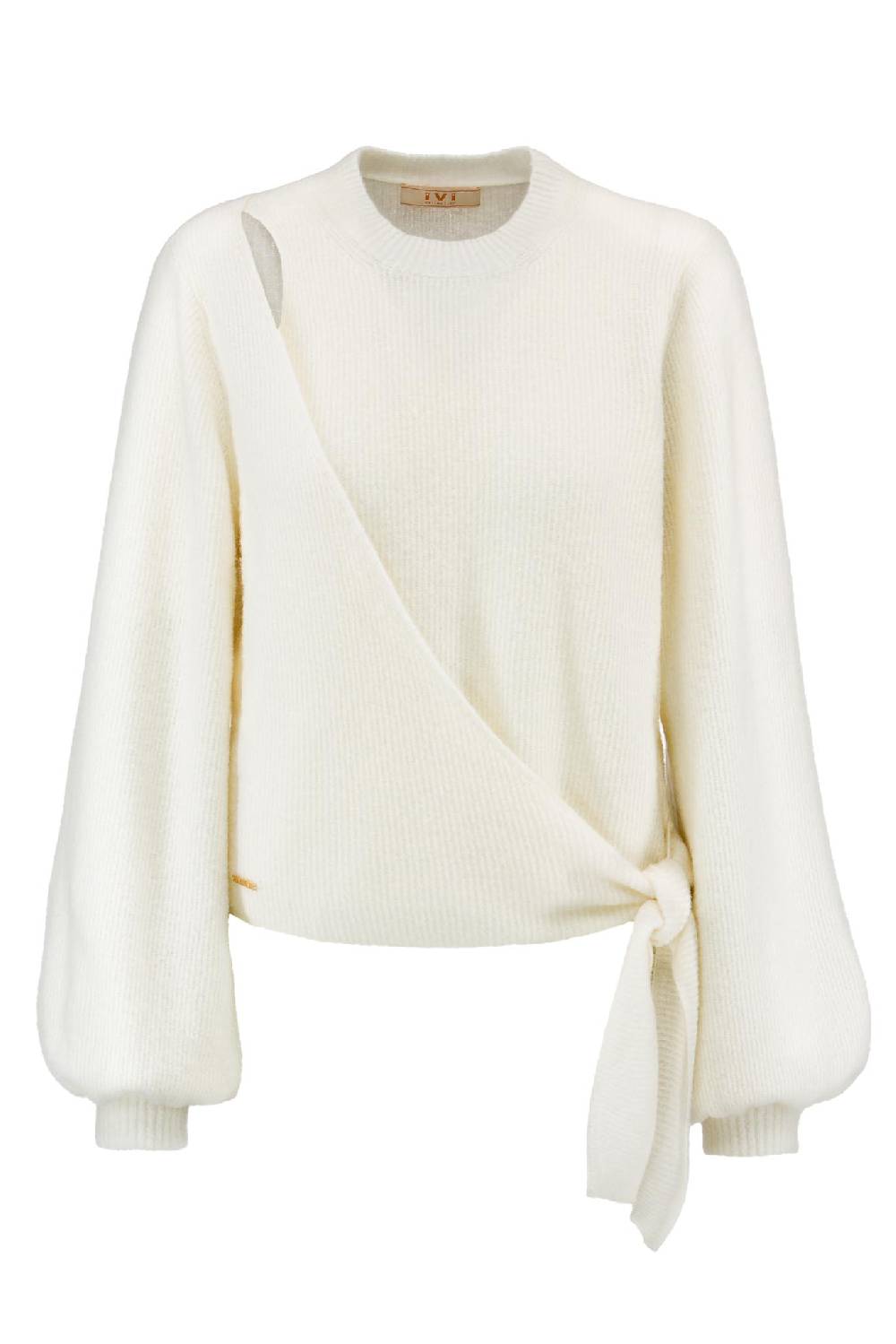 IVI GmbH SOLID KNIT Wickelpullover mit Cut-Out Detail weiß Begrenztes Angebot