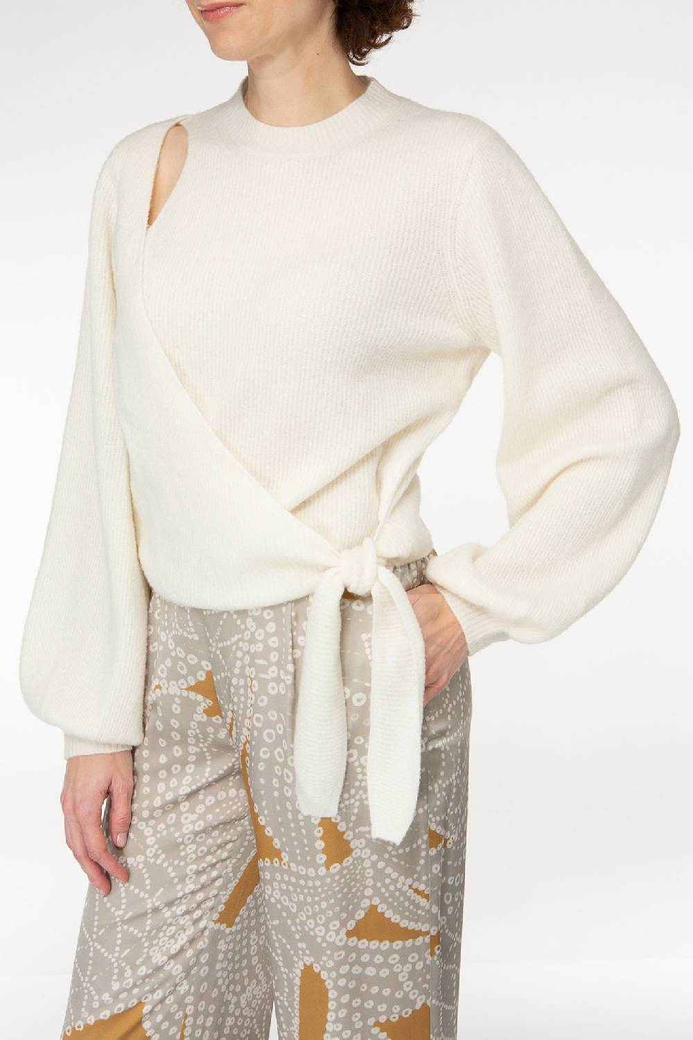 IVI GmbH SOLID KNIT Wickelpullover mit Cut-Out Detail weiß Begrenztes Angebot