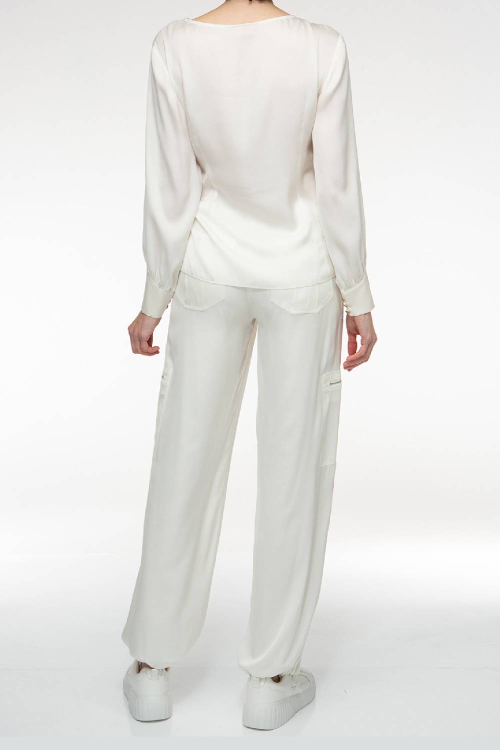 IVI GmbH SOLID SILK Seidenbluse mit Cut-Out Detail weiß Preisnachlass