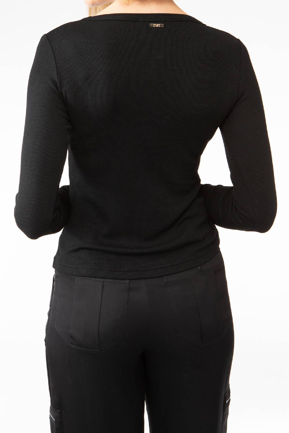 IVI GmbH ESSENTIAL Langarmshirt mit hohem Rundhalsausschnitt schwarz Saisonschlussverkauf