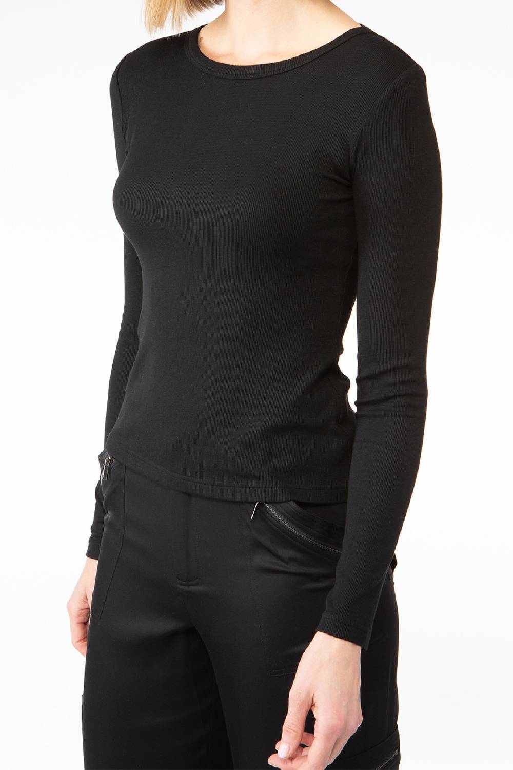 IVI GmbH ESSENTIAL Langarmshirt mit hohem Rundhalsausschnitt schwarz Saisonschlussverkauf