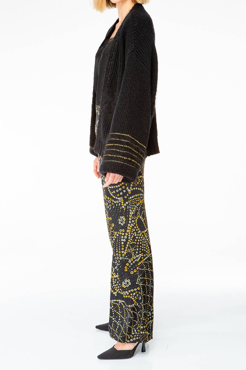 IVI GmbH SOLID KNIT Cardigan mit Zier-Crochet schwarz Jubiläumsangebot