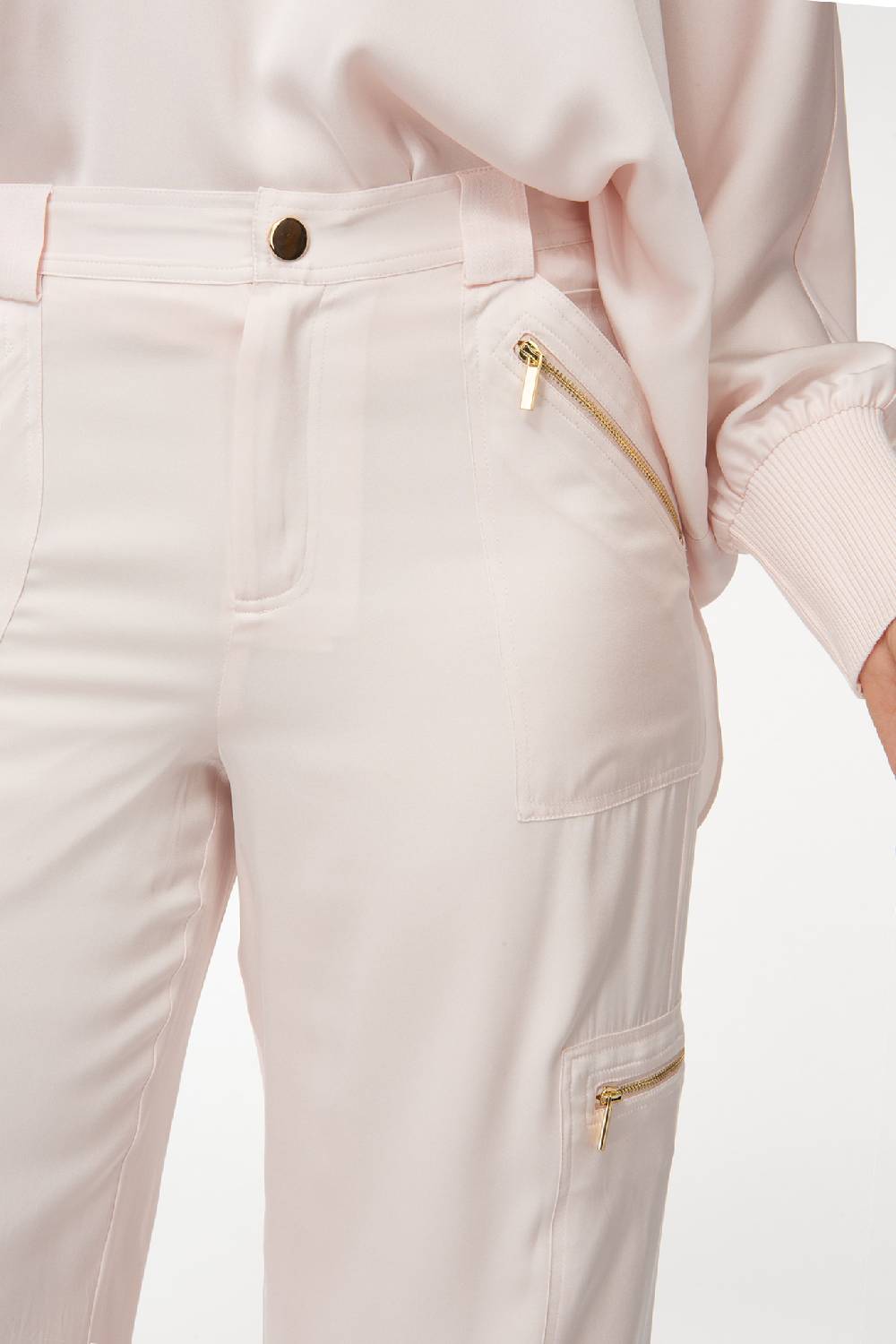IVI GmbH SOLID SILK Seidenhose mit Cargo-Details rosé Zeitlich begrenztes Angebot