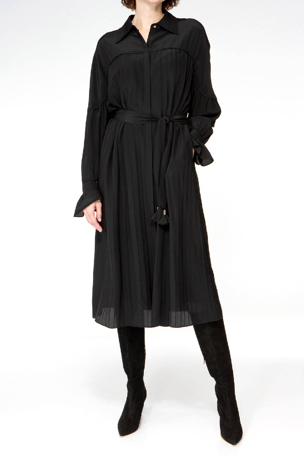 IVI GmbH FANCY Plissé Kleid aus Seiden-Georgette schwarz Riesige Ersparnisse
