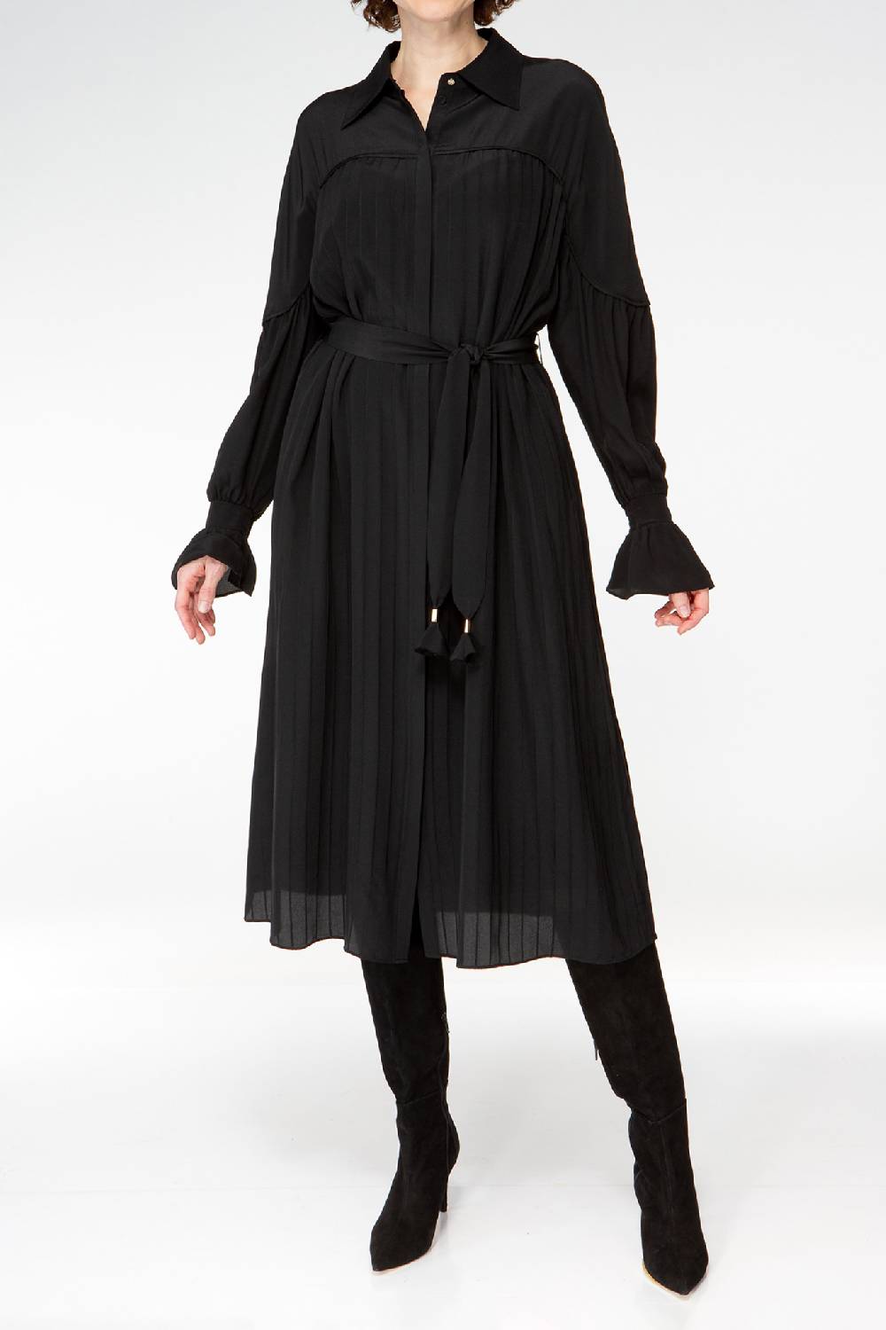 IVI GmbH FANCY Plissé Kleid aus Seiden-Georgette schwarz Riesige Ersparnisse