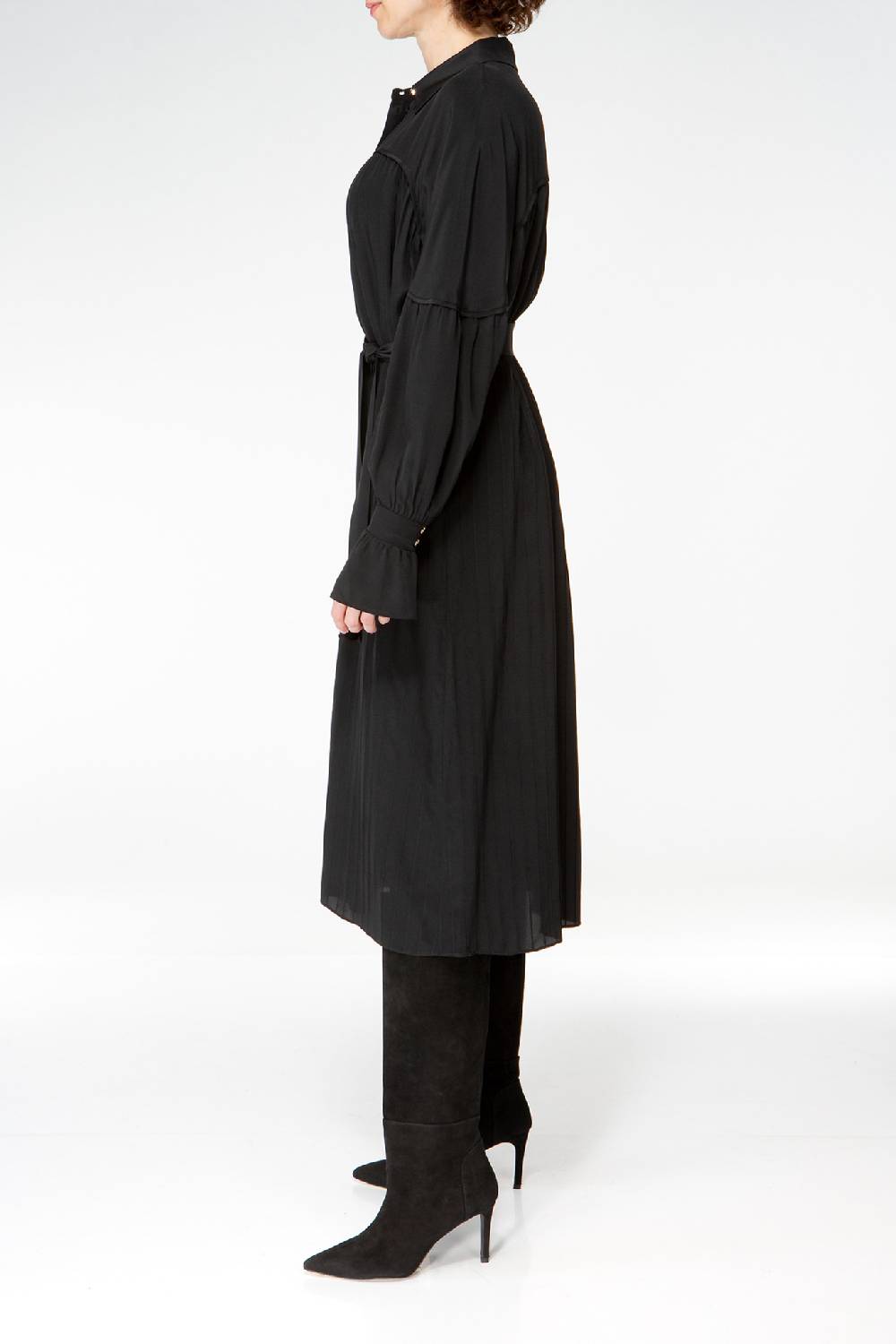 IVI GmbH FANCY Plissé Kleid aus Seiden-Georgette schwarz Riesige Ersparnisse