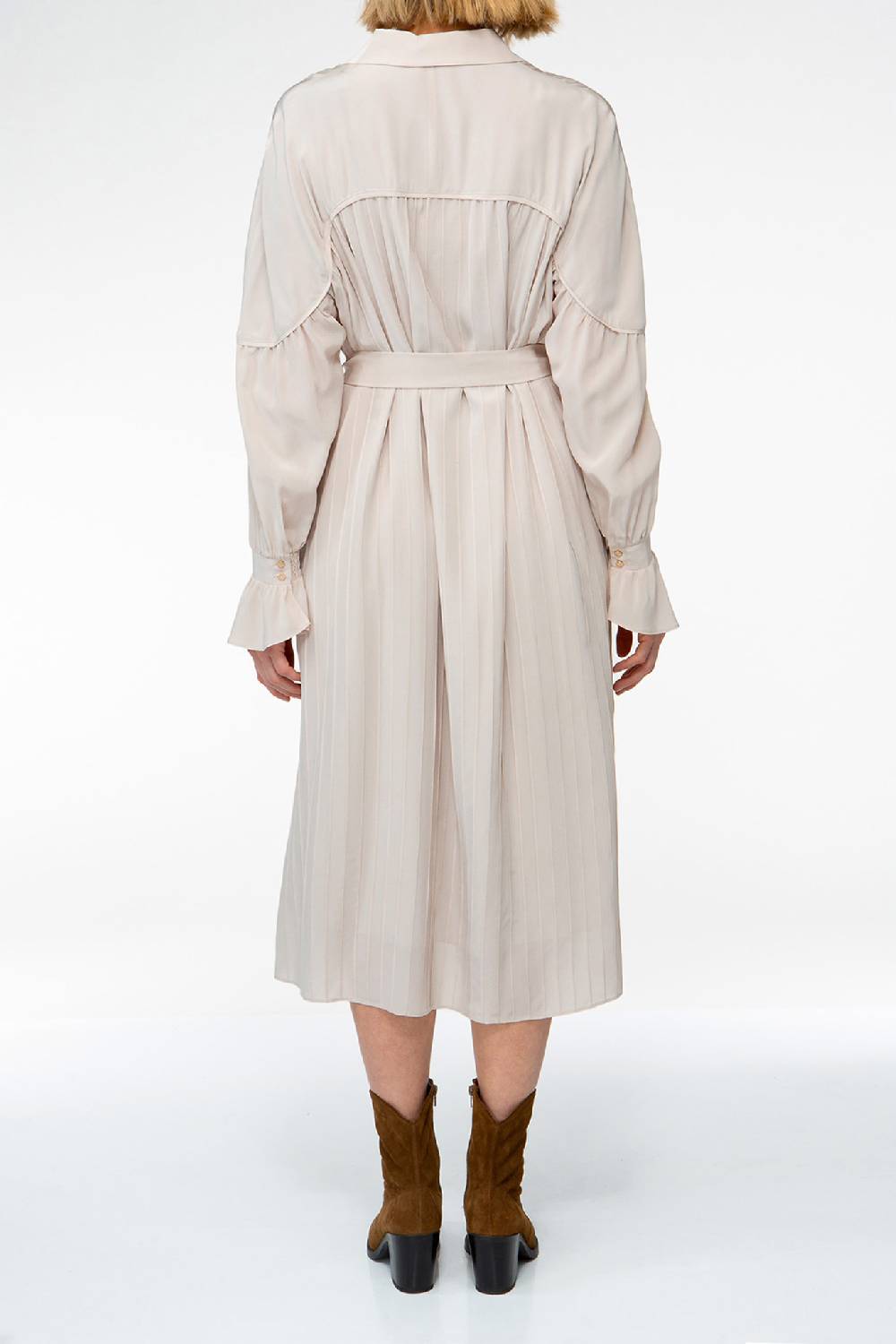 IVI GmbH FANCY Plissé Kleid aus Seiden-Georgette taupe VIP-Rabatte