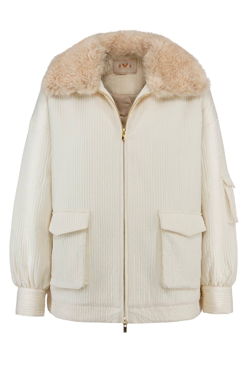 IVI GmbH OUTERWEAR Pilotenjacke mit Fake-Fur Kragen creme-weiß Sonderangebot der Fabrik