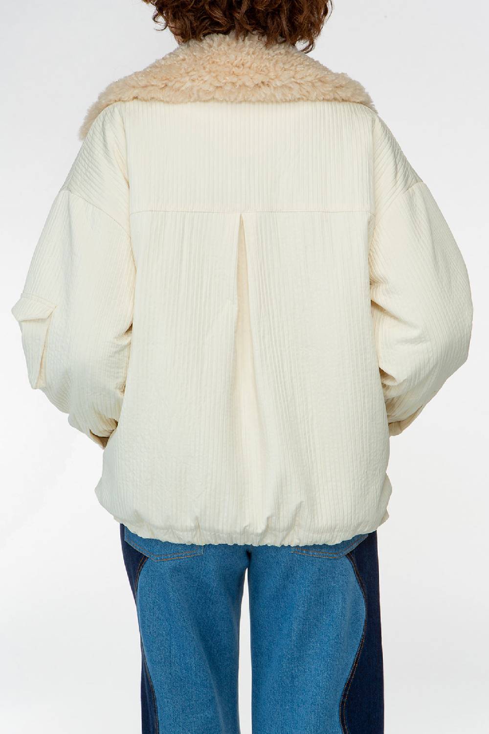 IVI GmbH OUTERWEAR Pilotenjacke mit Fake-Fur Kragen creme-weiß Sonderangebot der Fabrik
