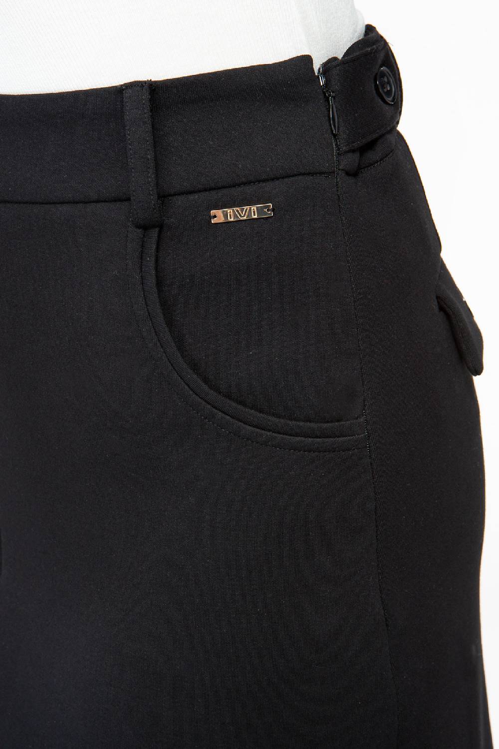 IVI GmbH SOLID JERSEY Midirock mit Kellerfalte schwarz Speichern exportieren