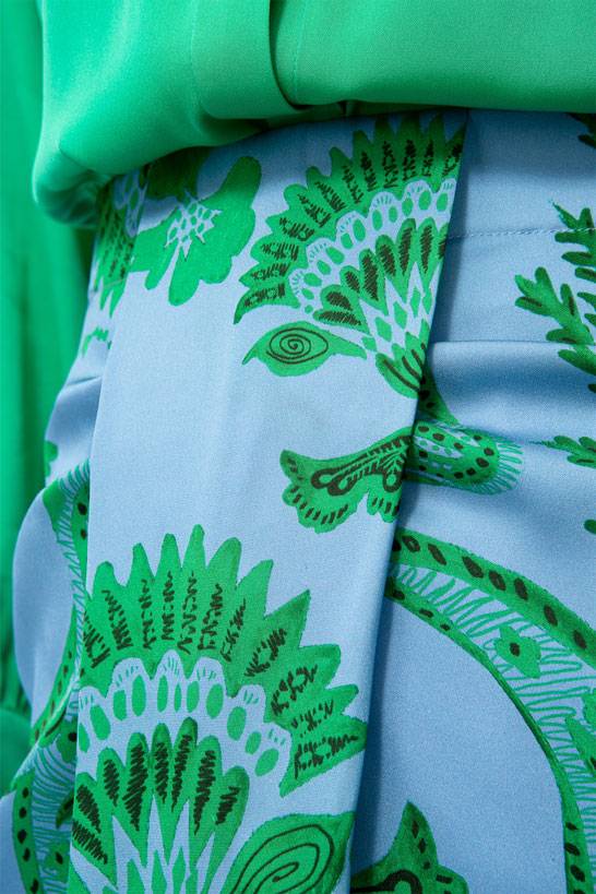 IVI GmbH CORAL FLOWER Seidenrock mit Print ocean Im Verkauf