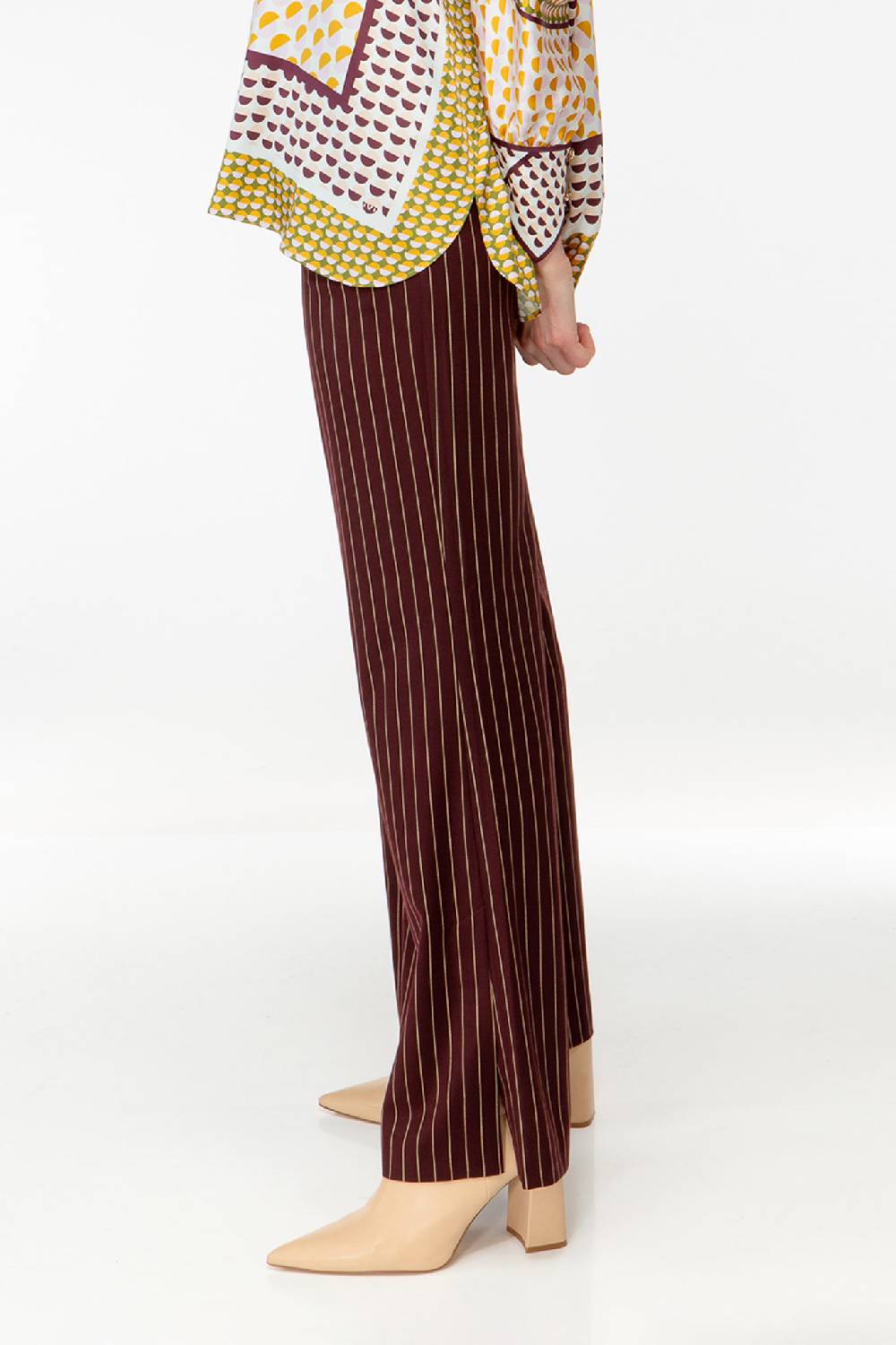IVI GmbH PINSTRIPE Anzughose mit weitem Bein aubergine Günstiger Verkauf