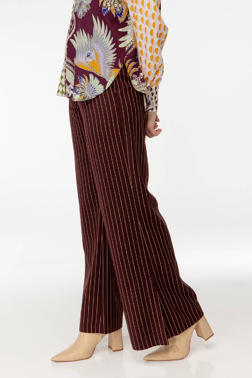 IVI GmbH PINSTRIPE Anzughose mit weitem Bein aubergine Günstiger Verkauf