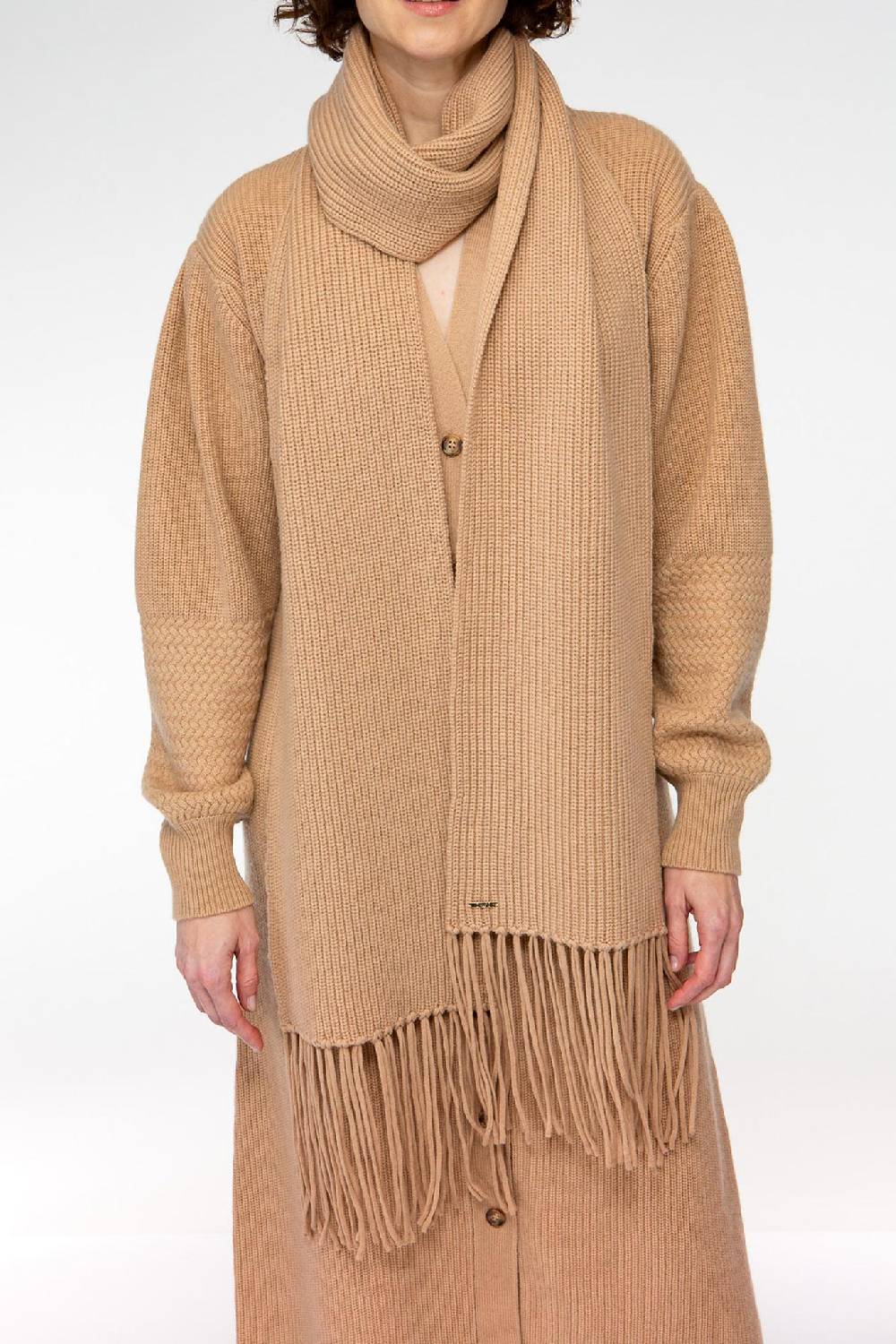 IVI GmbH SOLID KNIT Langer Schal mit Fransen camel Versandkostenfrei