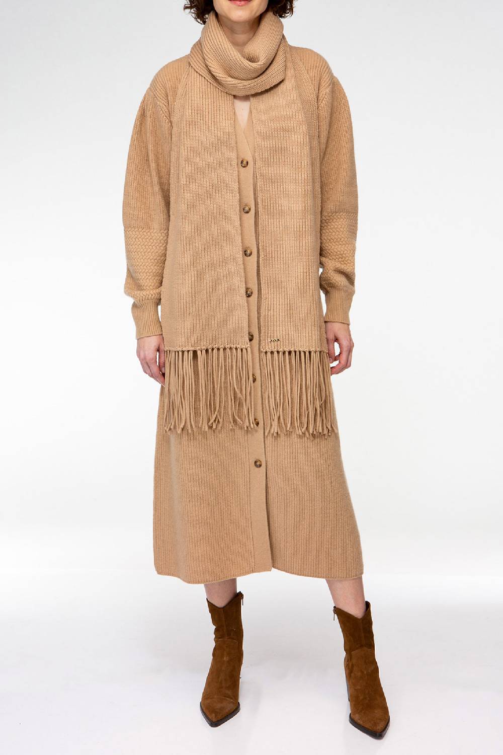 IVI GmbH SOLID KNIT Langer Schal mit Fransen camel Versandkostenfrei