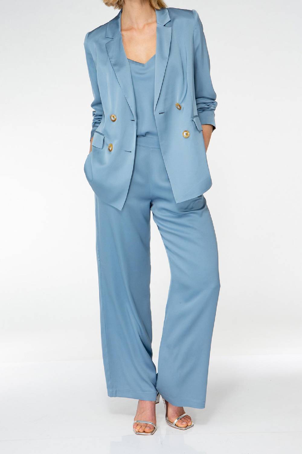 IVI GmbH SOLID SILK Seidenhose mit weitem Bein hellblau Heißer Verkauf