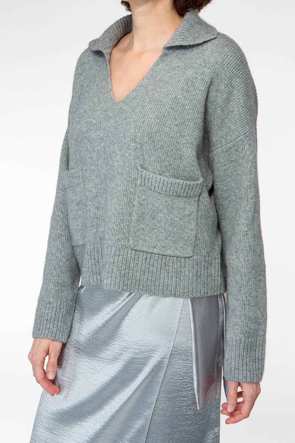 IVI GmbH SOLID KNIT Pullover im Troyer-Look grau-melange Wochenangebot