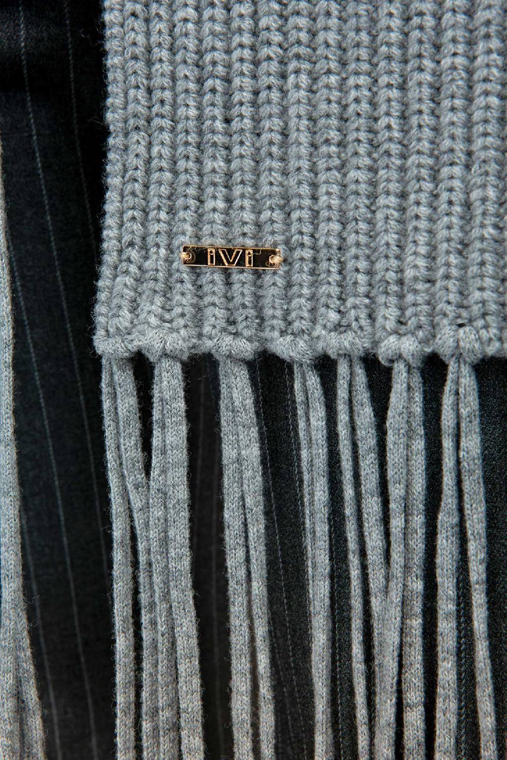IVI GmbH SOLID KNIT Langer Schal mit Fransen grau-melange Begrenzte Freigabe