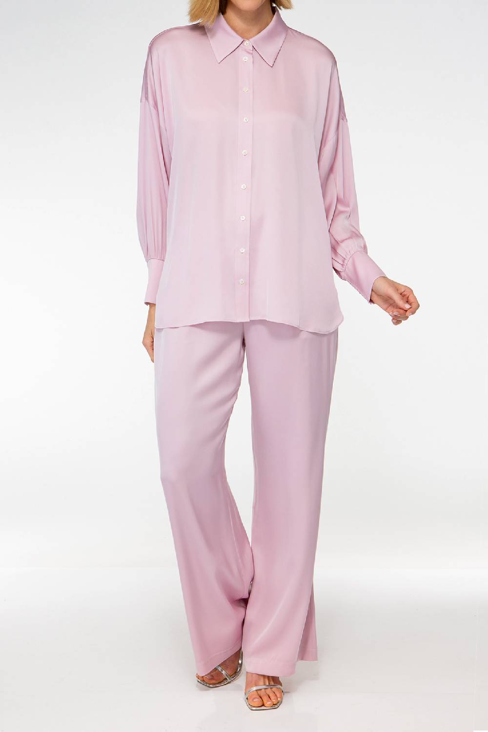 IVI GmbH SOLID SILK Seidenhose mit weitem Bein bright rose Letzte 2 Tage