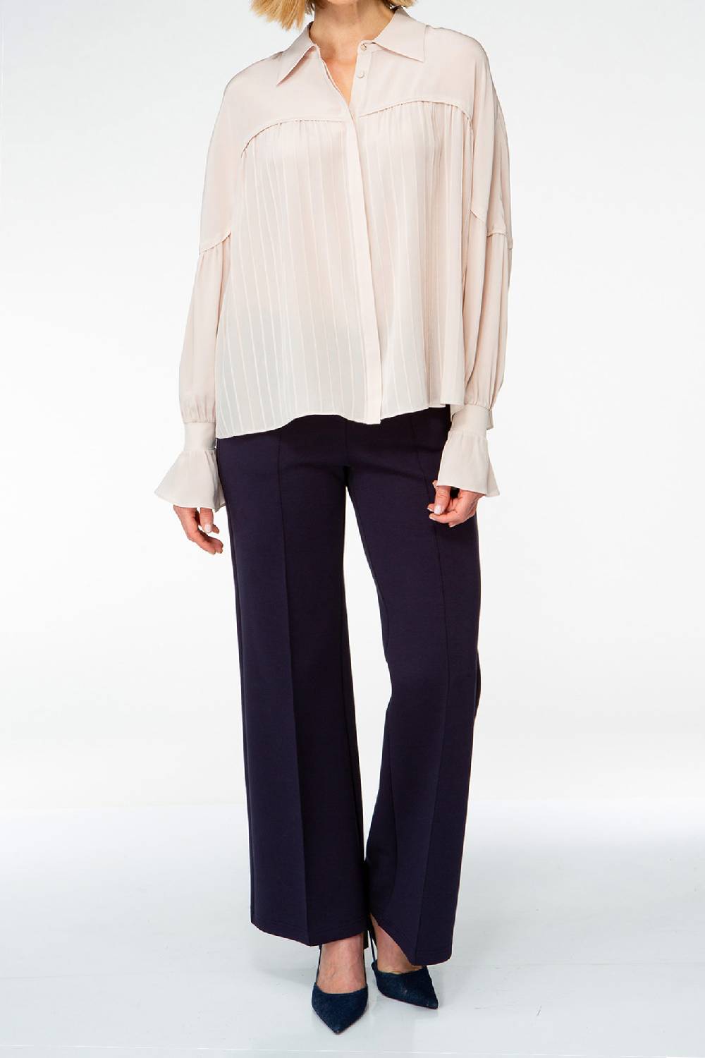 IVI GmbH FANCY Plissé Bluse aus Seiden-Georgette taupe Bis zu 50% Rabatt