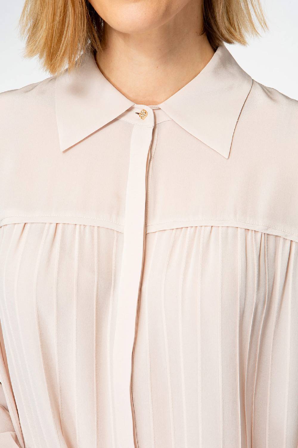 IVI GmbH FANCY Plissé Bluse aus Seiden-Georgette taupe Bis zu 50% Rabatt