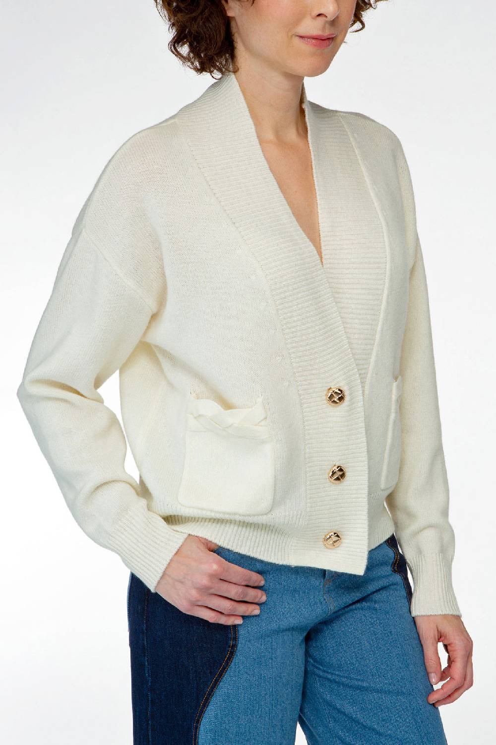 IVI GmbH SOLID KNIT Cardigan mit aufgesetzten Taschen weiß Bis zu 60% Rabatt