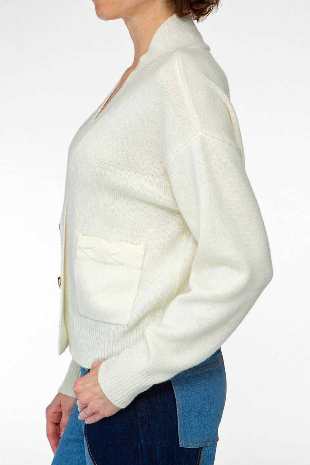 IVI GmbH SOLID KNIT Cardigan mit aufgesetzten Taschen weiß Bis zu 60% Rabatt