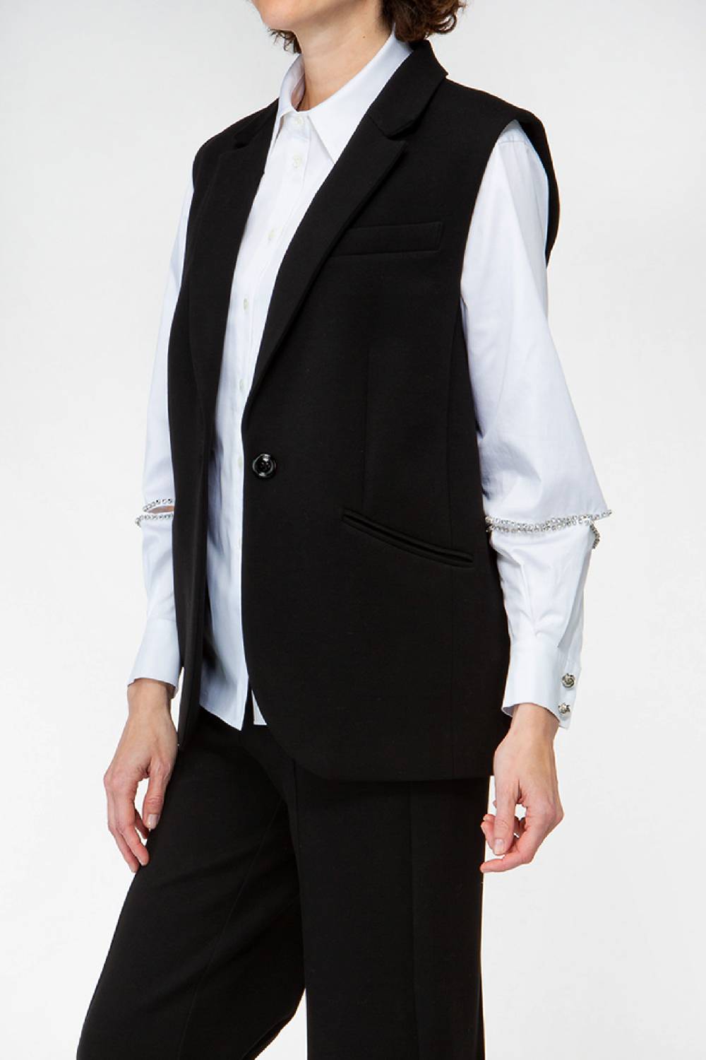 IVI GmbH COTTON Hemdbluse aus Baumwoll-Popeline mit Schlitzdetails und Strasssteinen 50% Rabatt für begrenzte Zeit