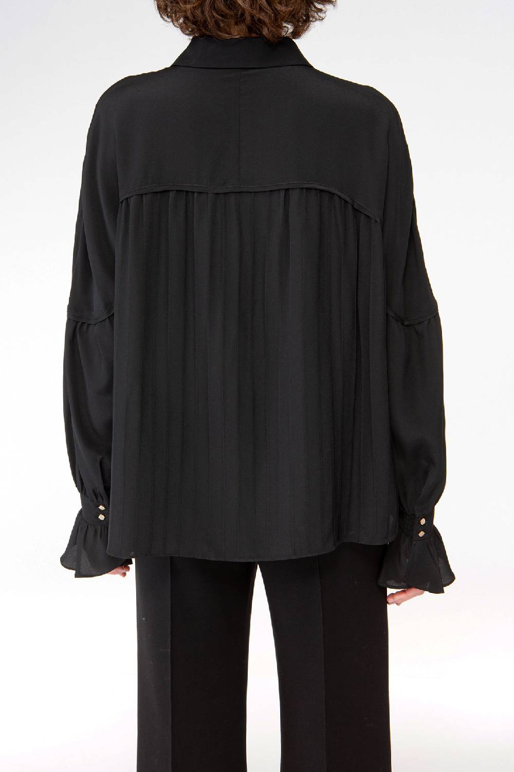 IVI GmbH FANCY Plissé Bluse aus Seiden-Georgette schwarz Kostenloser Versand