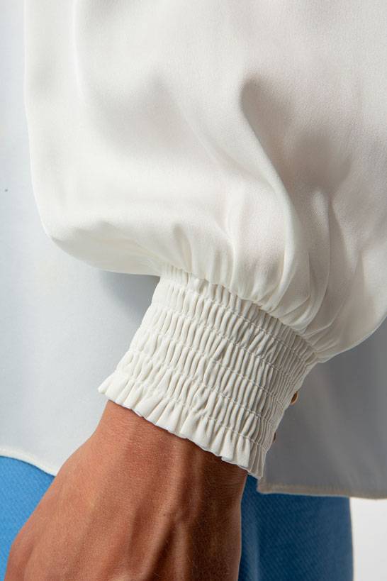 IVI GmbH SOLID SILK Seidenbluse mit Kräuseln weiß Limitierter Zeitrabatt