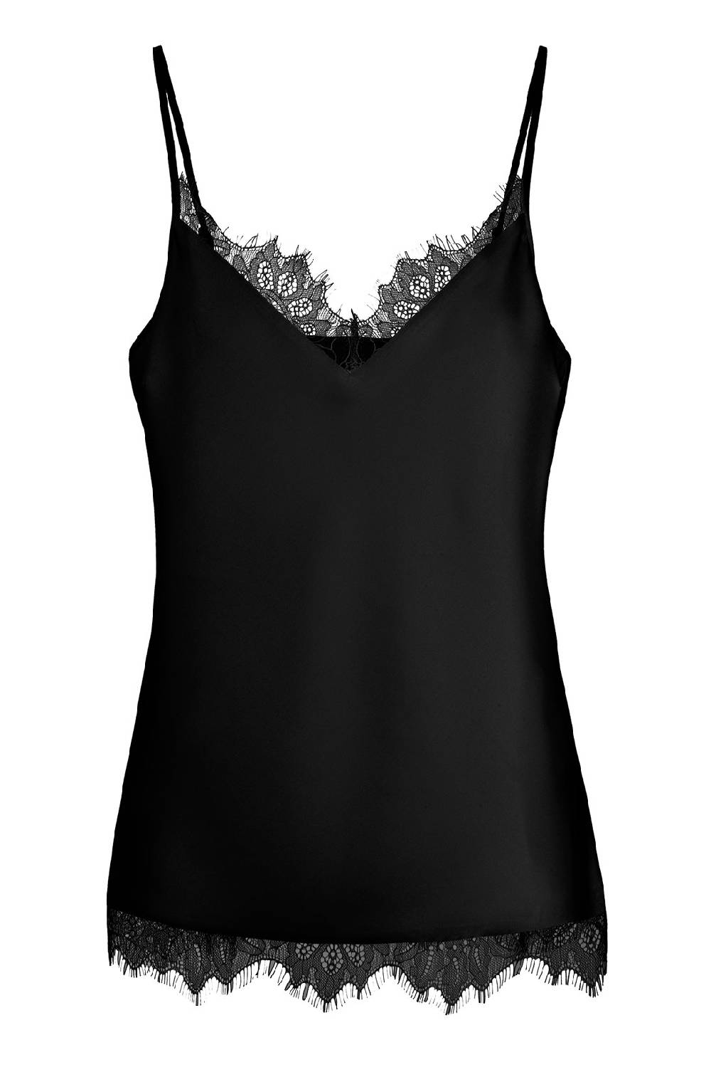 IVI GmbH SOLID SILK Top mit Spitze schwarz Neueste Mode