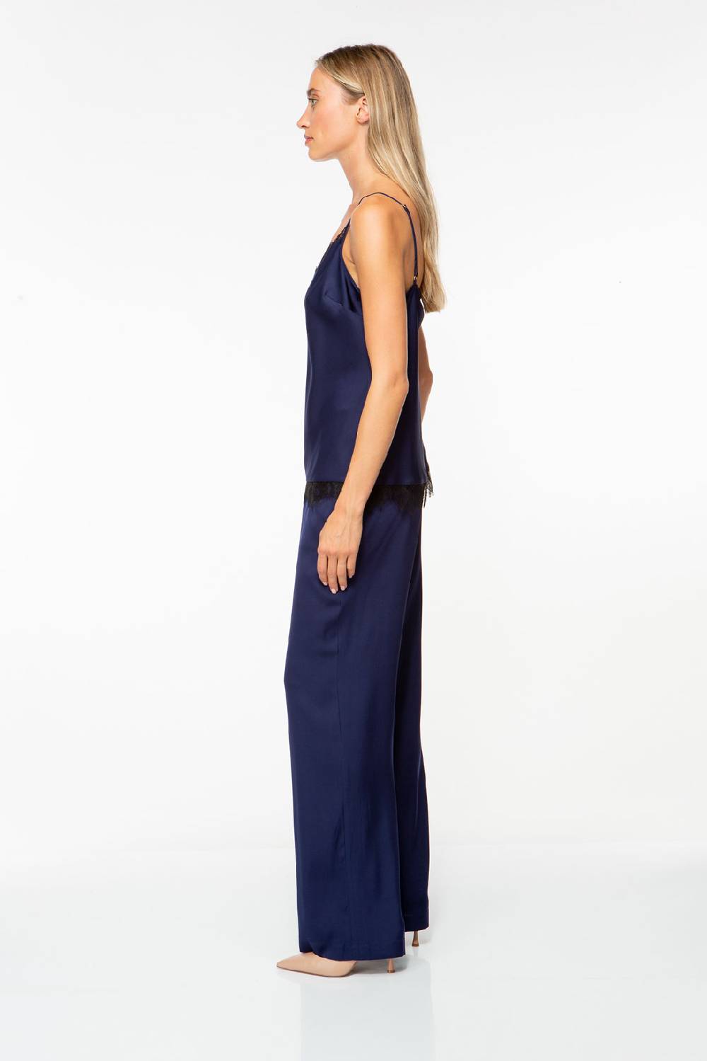 IVI GmbH SOLID SILK Top mit Spitze navy Online Outlet