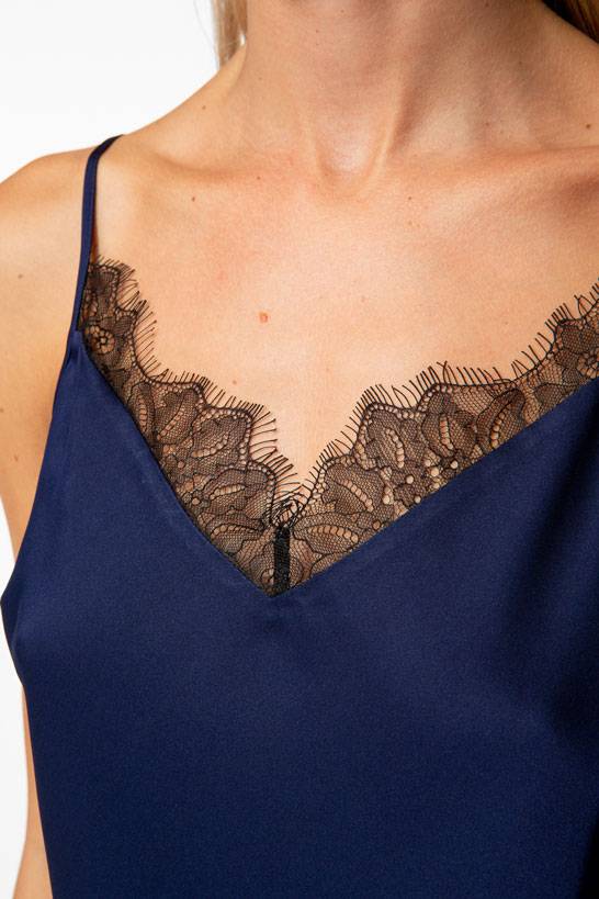 IVI GmbH SOLID SILK Top mit Spitze navy Online Outlet