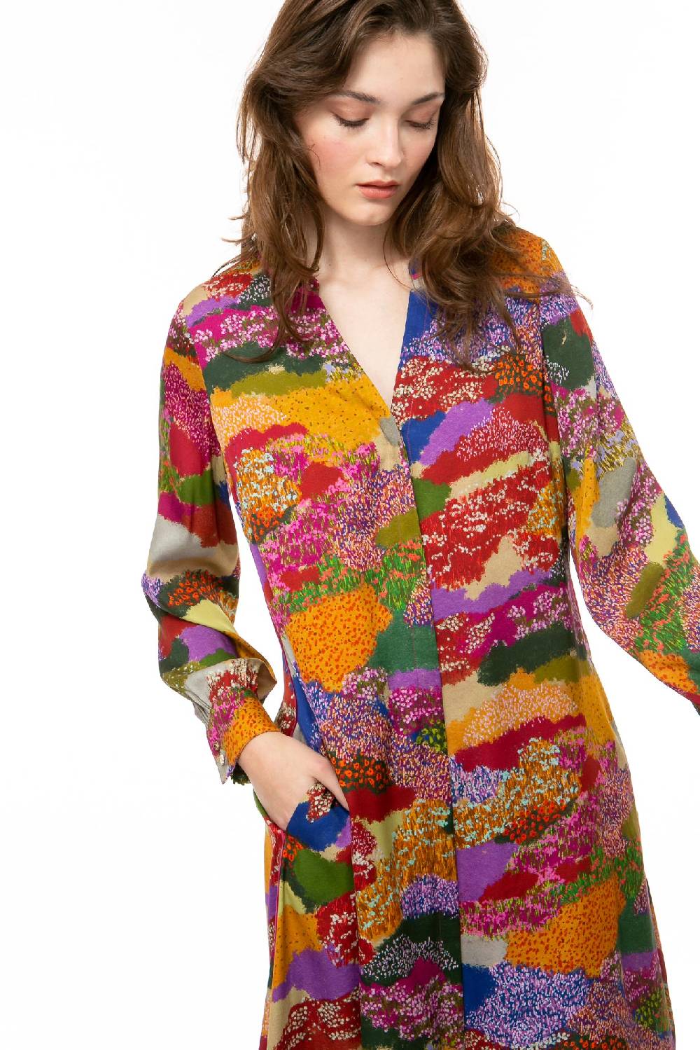 IVI GmbH FLOWER FIELDS Seidenkleid multicolor Preisnachlass