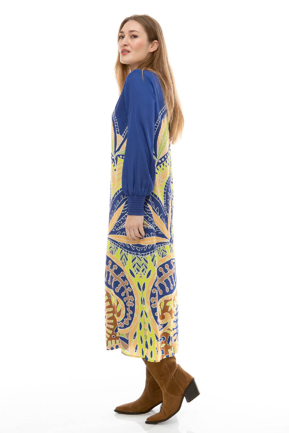 IVI GmbH PAISLEY Seidenkleid blau Vatertagsangebot