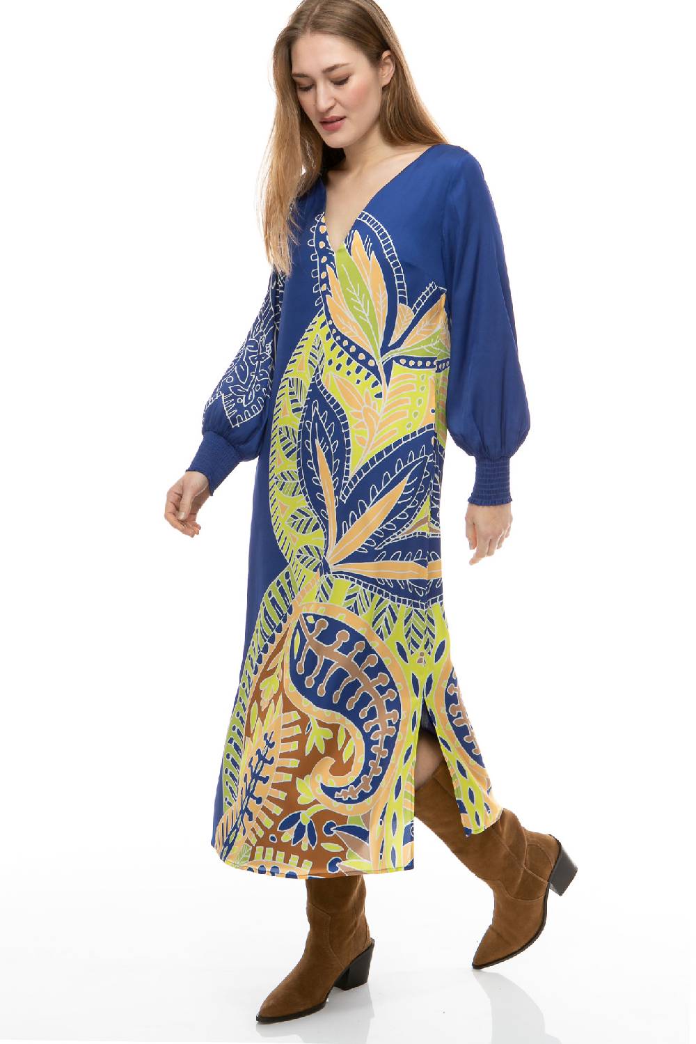 IVI GmbH PAISLEY Seidenkleid blau Vatertagsangebot