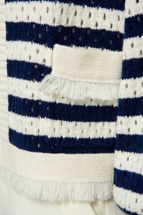 IVI GmbH SOLID KNIT Boxy Cardigan mit Streifen Tiefpreis