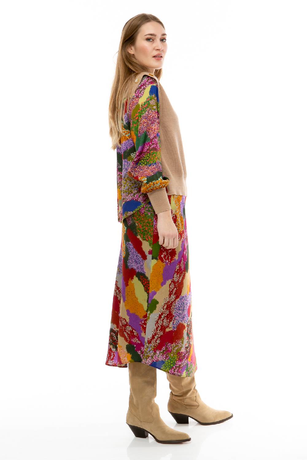 IVI GmbH FLOWER FIELDS Seidenrock multicolor Kostenloser Versand international