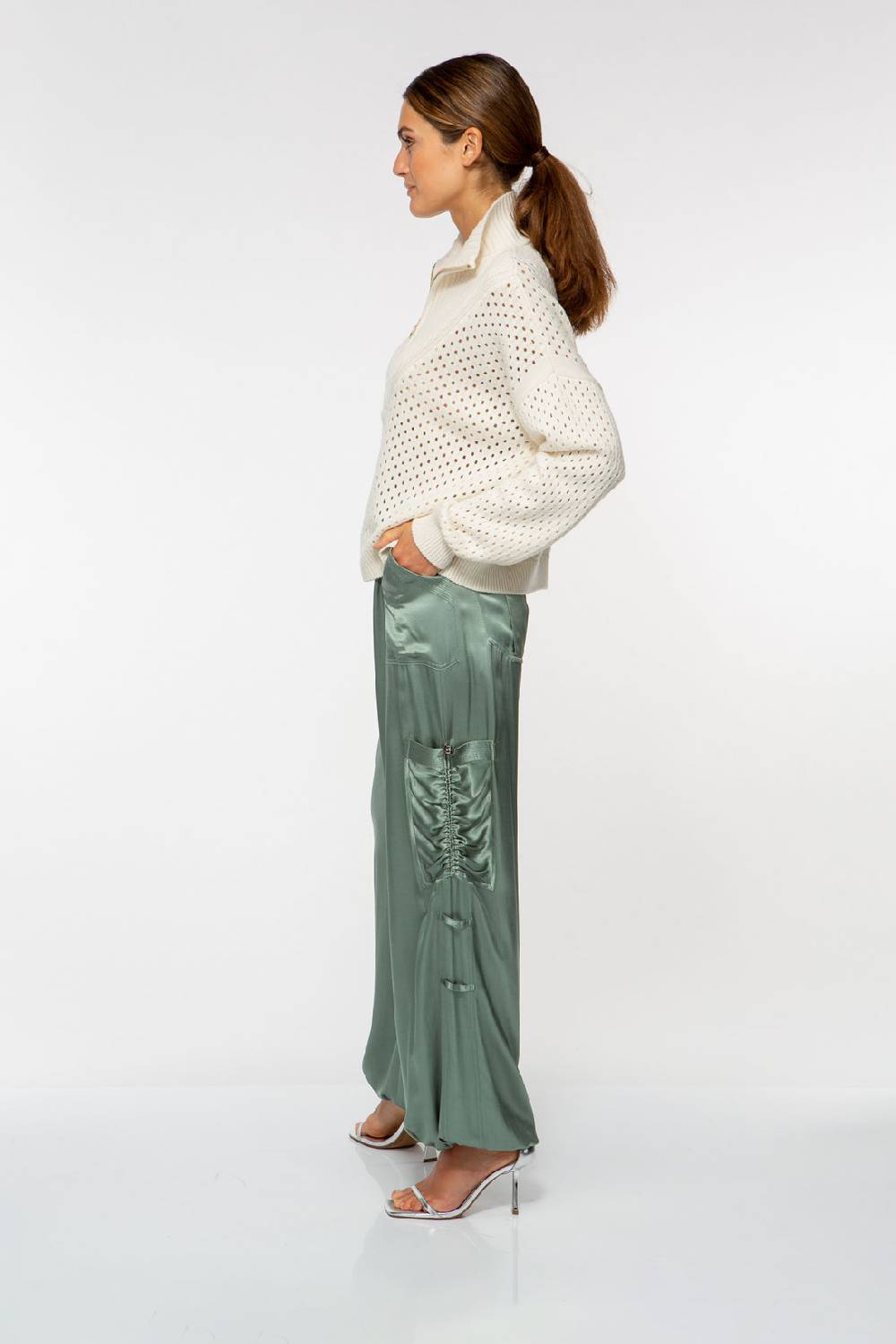 IVI GmbH SATEEN Hose mit Cargo Details thyme Outlet