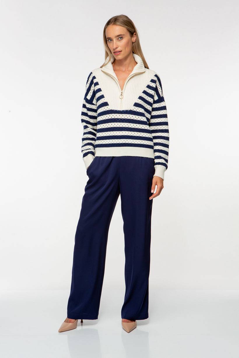 IVI GmbH SOLID KNIT Troyer Pullover mit Streifen Online Outlet