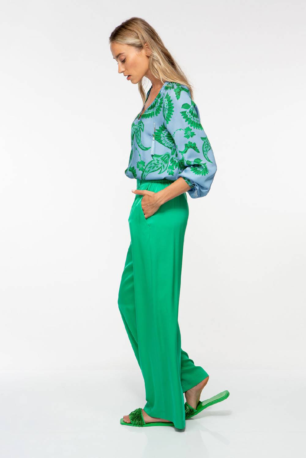 IVI GmbH CORAL FLOWER Seidenbluse mit Print ocean Kostenlose Rückgabe